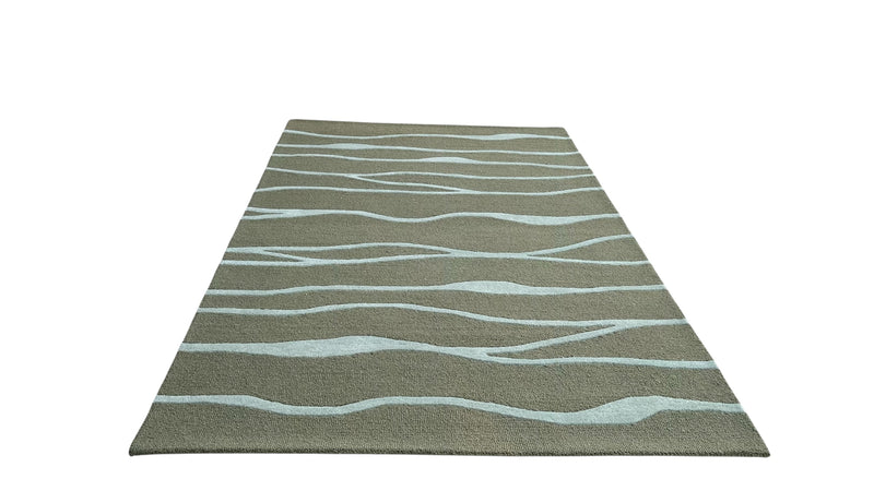 Ripple Wave Hand Tufted Wool Rug green