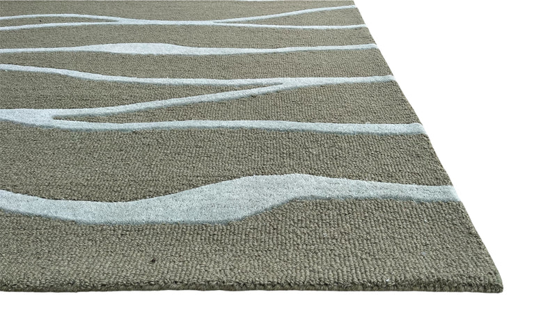 Ripple Wave Hand Tufted Wool Rug green