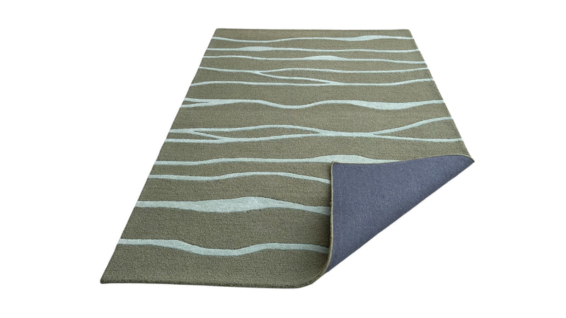 Ripple Wave Hand Tufted Wool Rug green