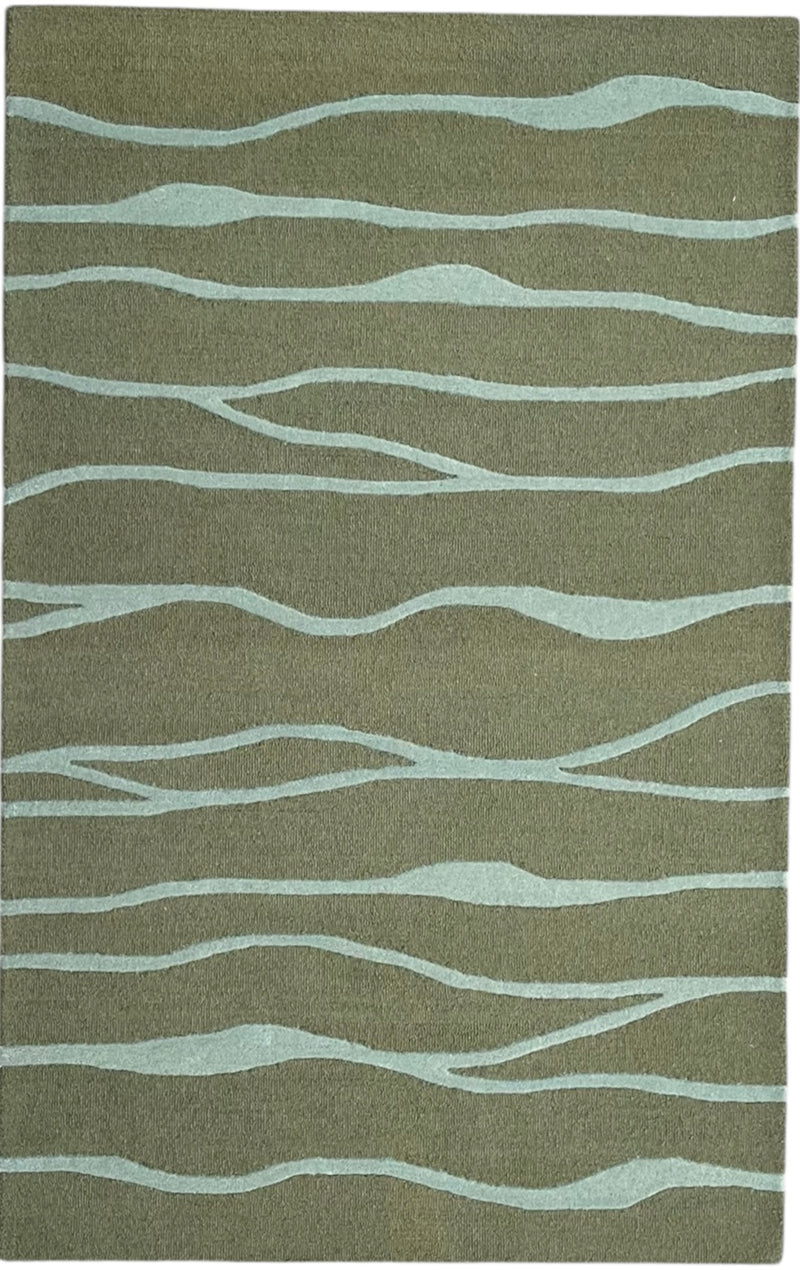 Ripple Wave Hand Tufted Wool Rug green