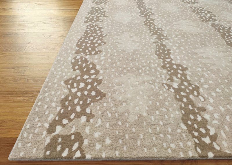 Antelope Tufted Beige | Hand Tufted Wool Area Rug | Modern Animal Print Carpet