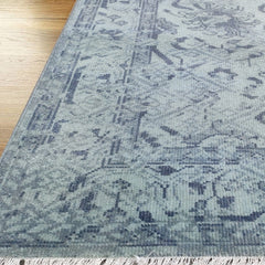 Tapis Anatolie Oushak en laine noué à la main bleu