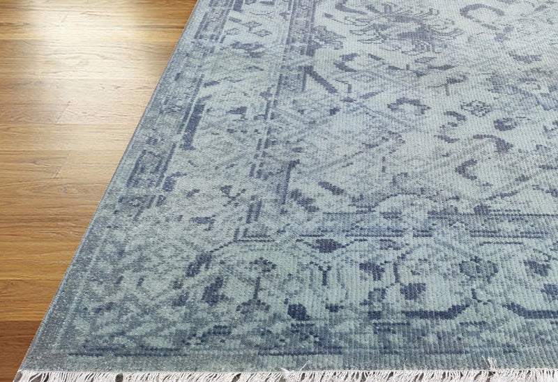 Tapis Anatolie Oushak en laine noué à la main bleu