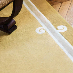 Siracusa Mustard Yellow & Ivory Hand-Tufted Wool Rug | Elegant Border Area Rug