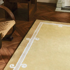 Siracusa Mustard Yellow & Ivory Hand-Tufted Wool Rug | Elegant Border Area Rug