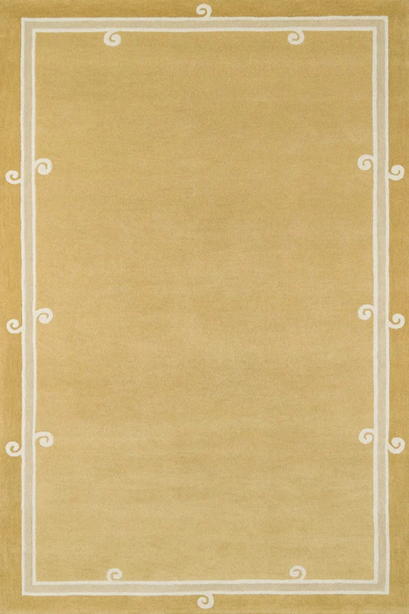 Siracusa Mustard Yellow & Ivory Hand-Tufted Wool Rug | Elegant Border Area Rug