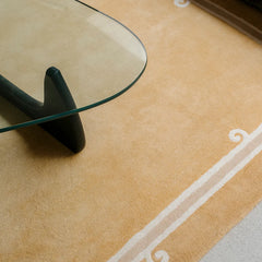 Siracusa Mustard Yellow & Ivory Hand-Tufted Wool Rug | Elegant Border Area Rug