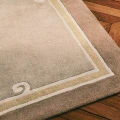 Siracusa Neutral Beige & Ivory Hand-Tufted Wool Rug | Elegant Border Area Rug