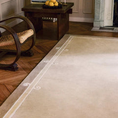 Siracusa Neutral Beige & Ivory Hand-Tufted Wool Rug | Elegant Border Area Rug