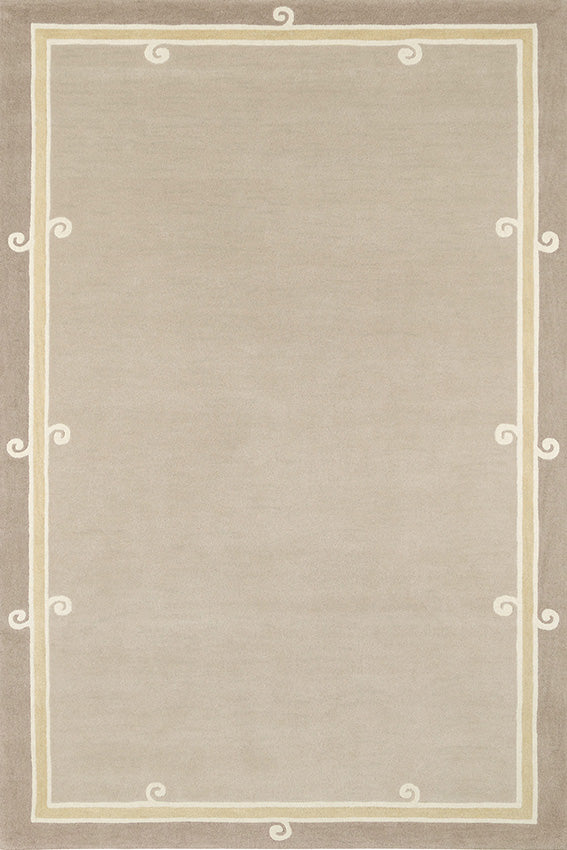Siracusa Neutral Beige & Ivory Hand-Tufted Wool Rug | Elegant Border Area Rug