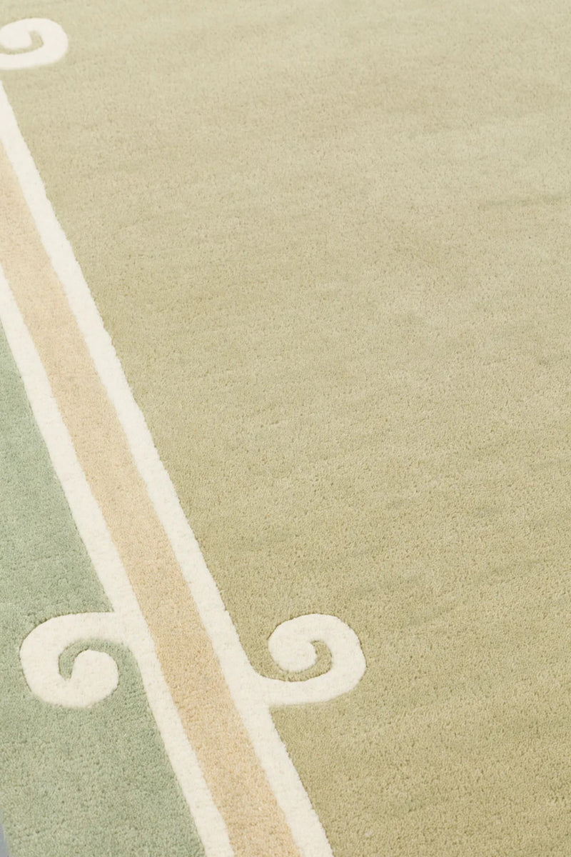Siracusa Sage Green & Ivory Hand-Tufted Wool Rug | Elegant Border Area Rug