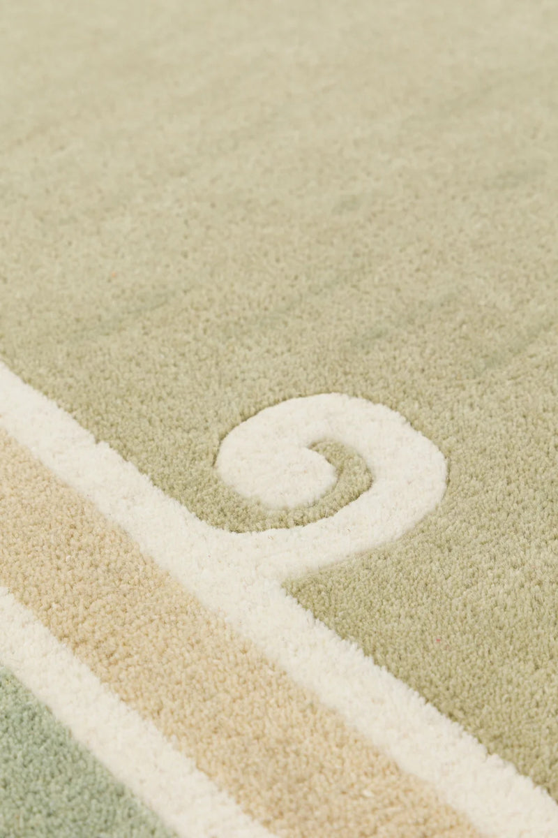 Siracusa Sage Green & Ivory Hand-Tufted Wool Rug | Elegant Border Area Rug