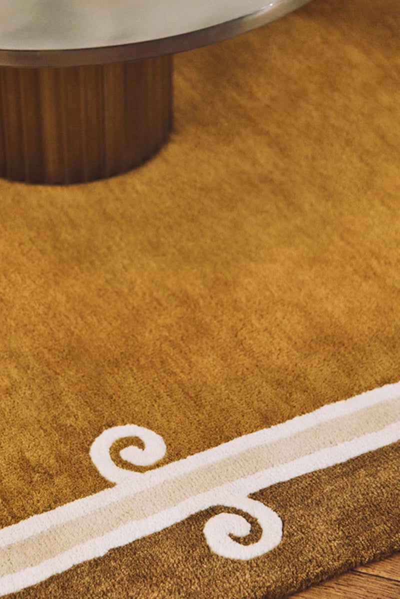 Siracusa Tabac & Ivory Hand-Tufted Wool Rug | Elegant Border Area Rug
