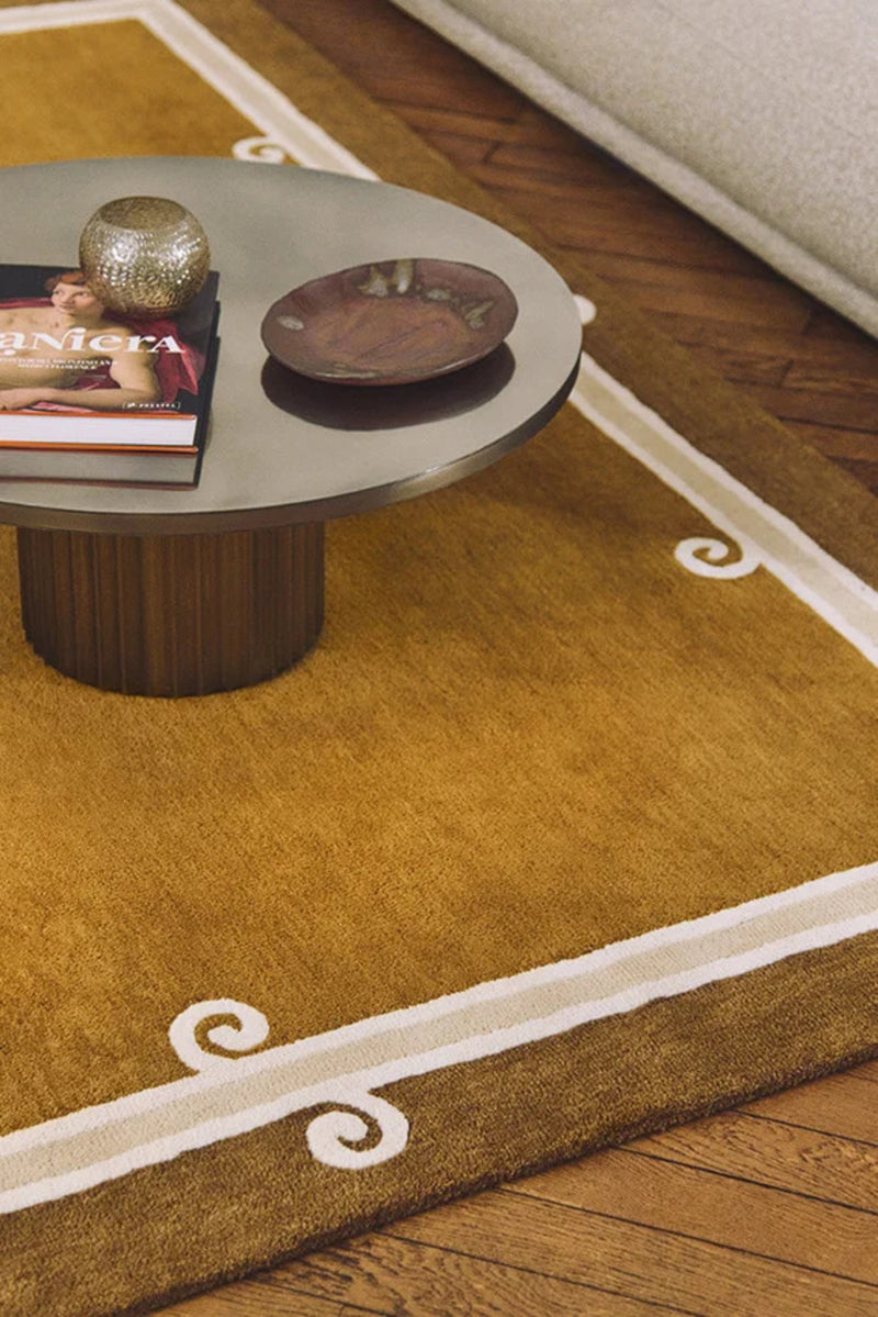 Siracusa Tabac & Ivory Hand-Tufted Wool Rug | Elegant Border Area Rug