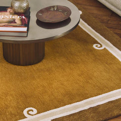 Siracusa Tabac & Ivory Hand-Tufted Wool Rug | Elegant Border Area Rug