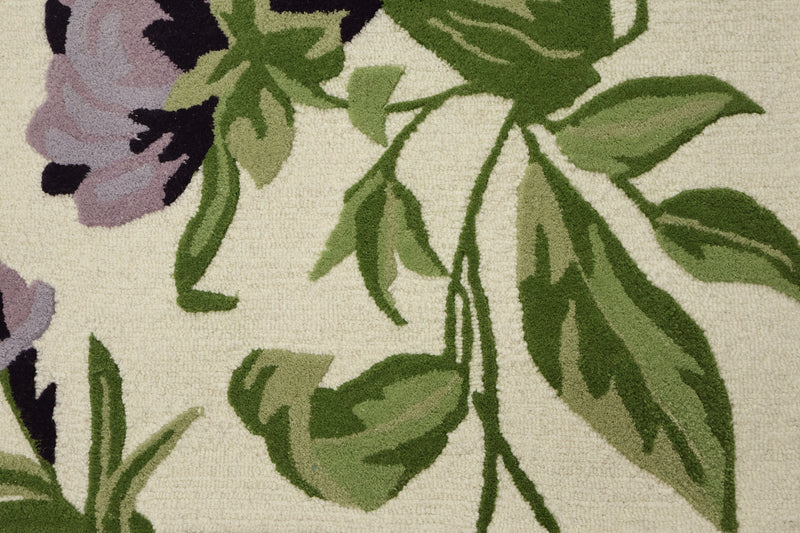 Botanical Bloom Hand-Tufted Wool Rug | Ivory Floral Loop & Cut Pile Modern Area Rug