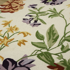 Botanical Bloom Hand-Tufted Wool Rug | Ivory Floral Loop & Cut Pile Modern Area Rug