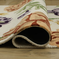 Botanical Bloom Hand-Tufted Wool Rug | Ivory Floral Loop & Cut Pile Modern Area Rug