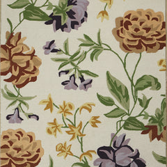 Botanical Bloom Hand-Tufted Wool Rug | Ivory Floral Loop & Cut Pile Modern Area Rug