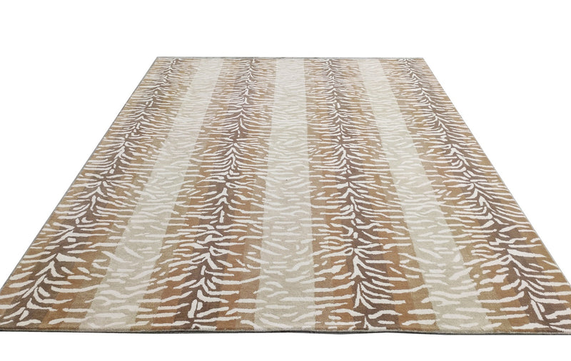 White Tiger Stripe Rug – Beige & Ivory Abstract Animal Pattern Area Rug