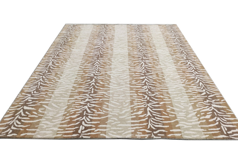White Tiger Stripe Rug – Beige & Ivory Abstract Animal Pattern Area Rug