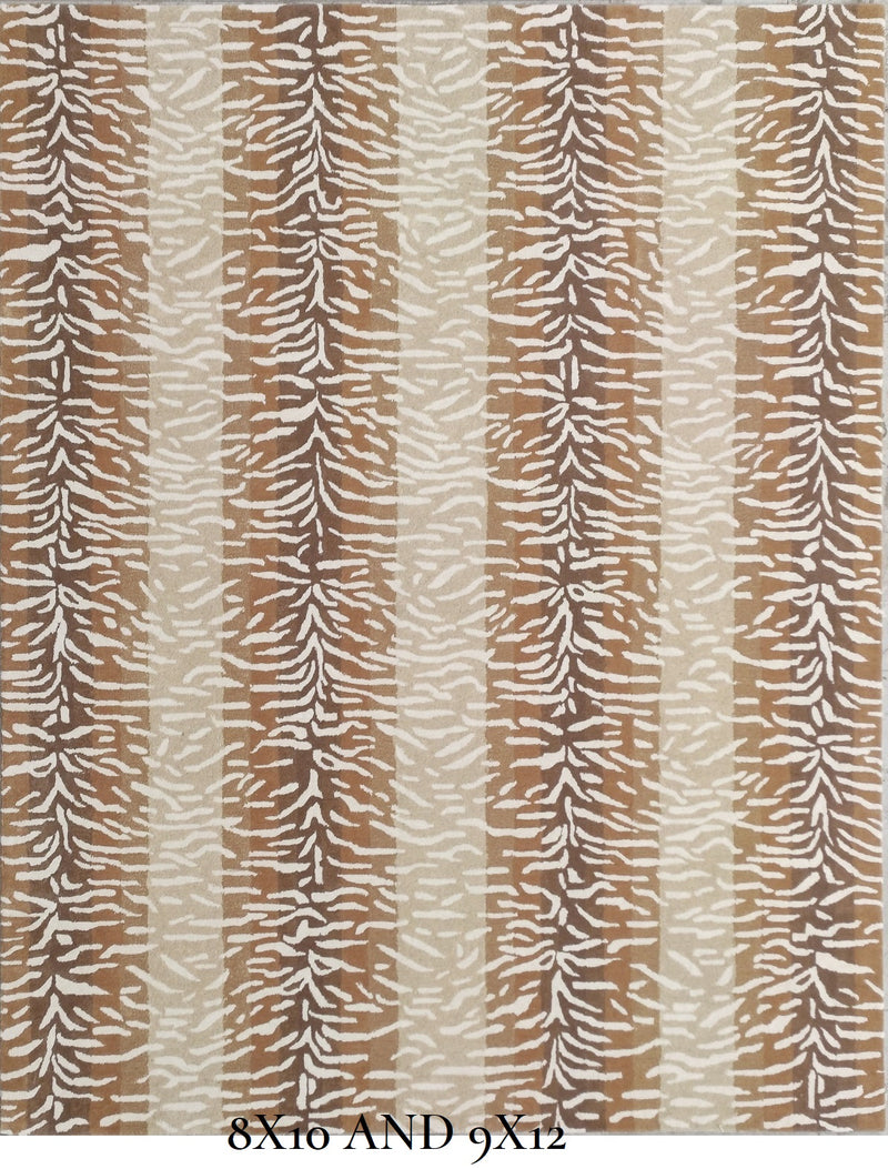 White Tiger Stripe Rug – Beige & Ivory Abstract Animal Pattern Area Rug