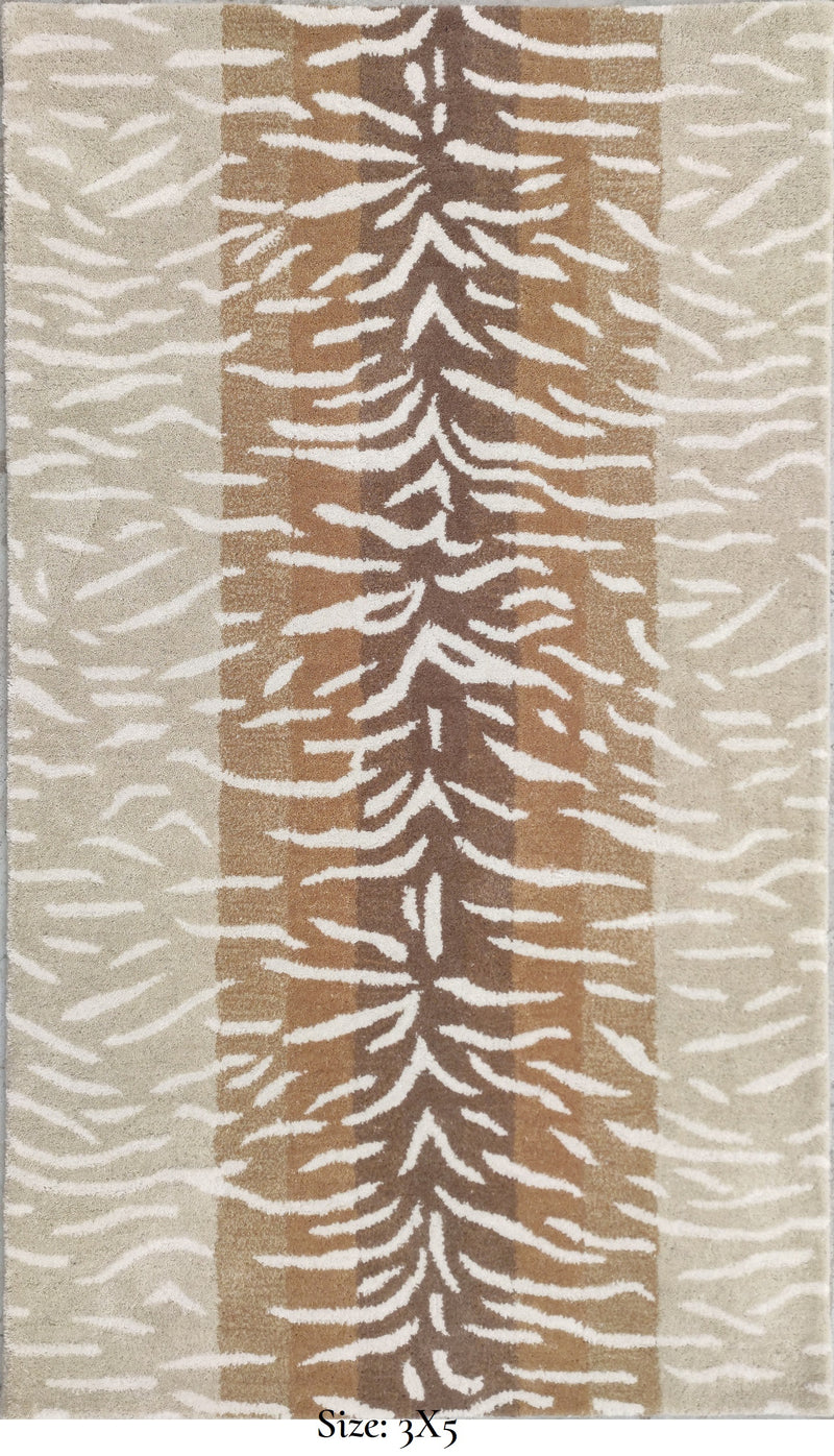 White Tiger Stripe Rug – Beige & Ivory Abstract Animal Pattern Area Rug
