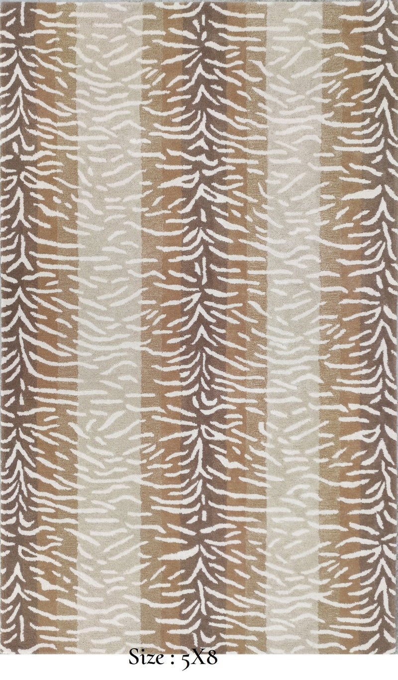 White Tiger Stripe Rug – Beige & Ivory Abstract Animal Pattern Area Rug