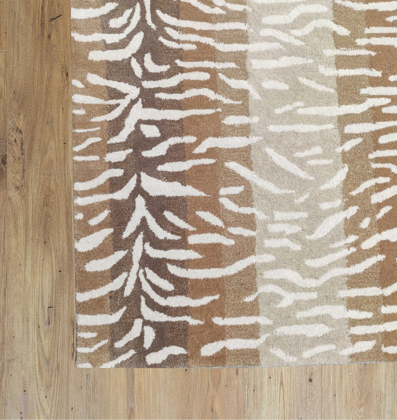 White Tiger Stripe Rug – Beige & Ivory Abstract Animal Pattern Area Rug