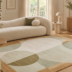 Art Deco Neutral Hand Tufted Area Rug | Earth Tones & Sage