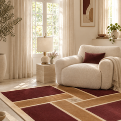 Ambient Burgundy Geometrical Hand Tufted Wool Rug