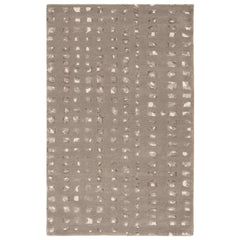 Pixelated Dot Grid Minimalist Area Rug – Taupe Grey & Ivory