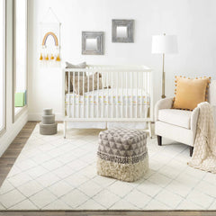 Ivory Diamond Lattice Hand-Tufted Wool Rug | Textured Geometric Modern Area Rug