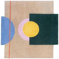 Abstract Geometric Hand-Tufted Wool Rug | Beige Color Block Modern Area Rug