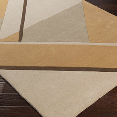 Dune Geometry Hand-Tufted Wool Rug | Sand Camel & Ivory Abstract Geometric Area Rug