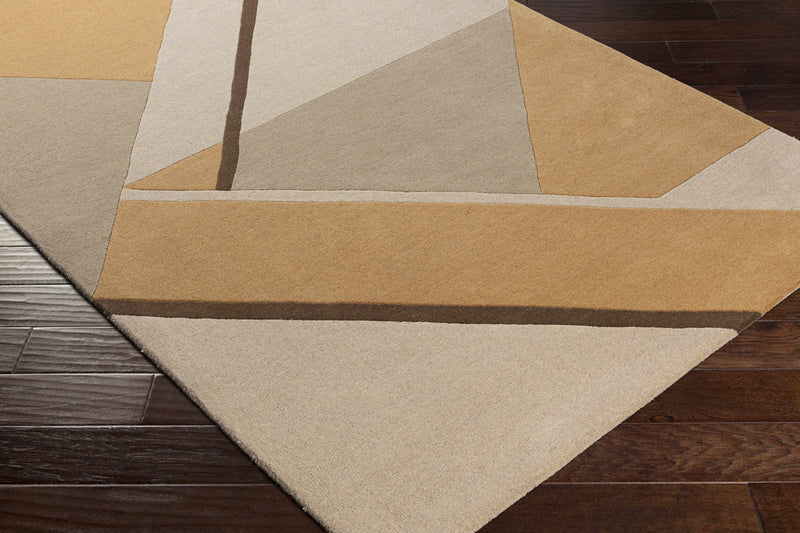 Dune Geometry Hand-Tufted Wool Rug | Sand Camel & Ivory Abstract Geometric Area Rug