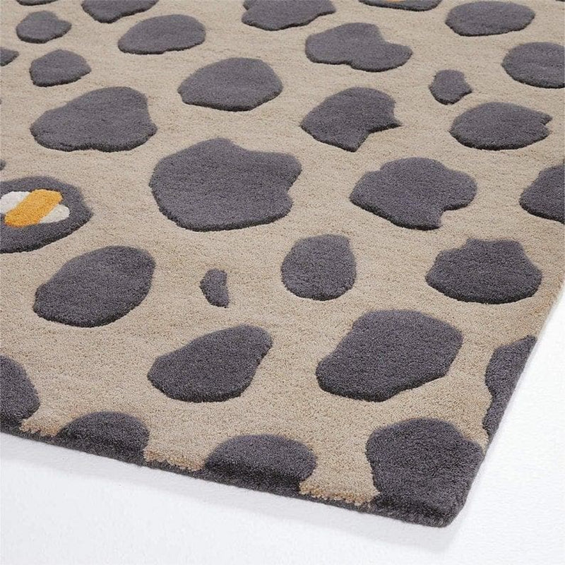 Pebble Spot Hand-Tufted Wool Rug | Sand Beige & Charcoal Grey Textured Modern Area Rug