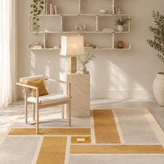 Ambient Beige Geometrical Hand Tufted Wool Rug