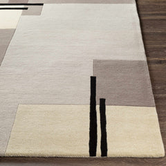 Modern Geometric Area Rug – Neutral Gray & Ivory Abstract Design