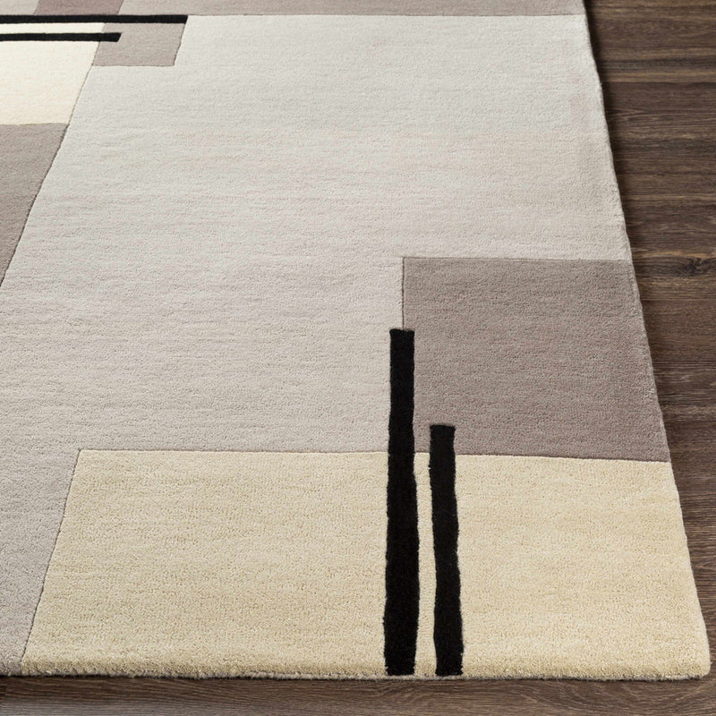 Modern Geometric Area Rug – Neutral Gray & Ivory Abstract Design