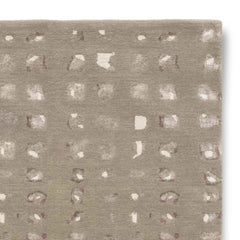 Pixelated Dot Grid Minimalist Area Rug – Taupe Grey & Ivory