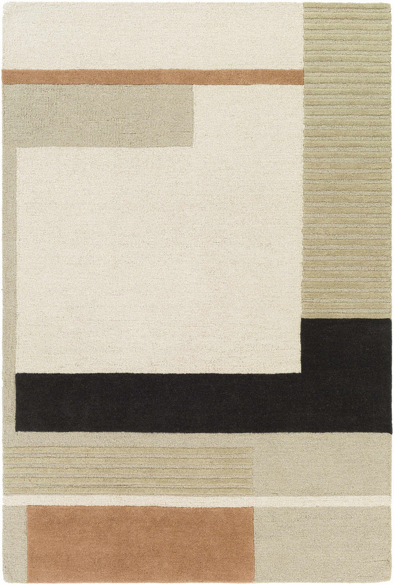 Architectural Geometric Line Area Rug – Cream, Ochre & Black Neutral Carpet