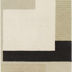 Architectural Geometric Line Area Rug – Cream, Ochre & Black Neutral Carpet