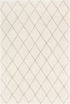 Ivory Diamond Lattice Hand-Tufted Wool Rug | Textured Geometric Modern Area Rug