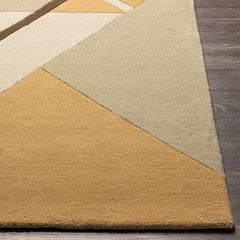 Dune Geometry Hand-Tufted Wool Rug | Sand Camel & Ivory Abstract Geometric Area Rug