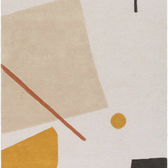 Modern Abstract Geometric Rug – Ivory, Mustard & Beige Contemporary Area Rug
