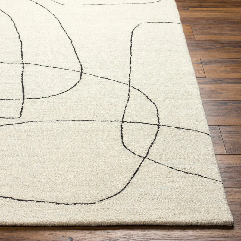Modern Abstract Line Art Area Rug – Minimalist Organic Pattern, Neutral Contemporary Carpet for Living Room & Bedroom