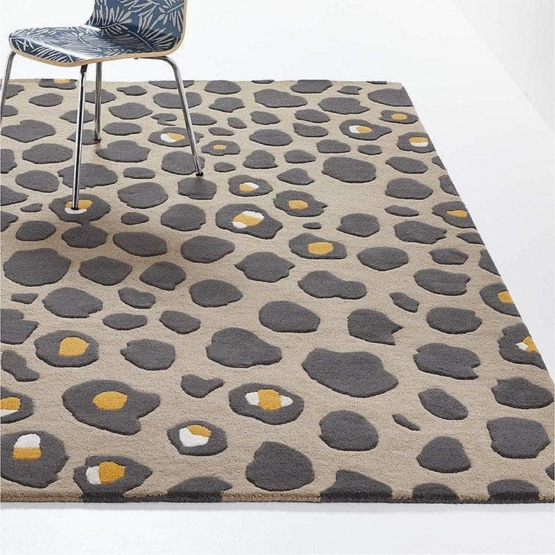 Pebble Spot Hand-Tufted Wool Rug | Sand Beige & Charcoal Grey Textured Modern Area Rug