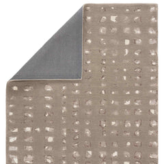 Pixelated Dot Grid Minimalist Area Rug – Taupe Grey & Ivory