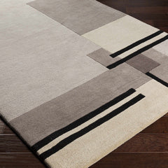 Modern Geometric Area Rug – Neutral Gray & Ivory Abstract Design
